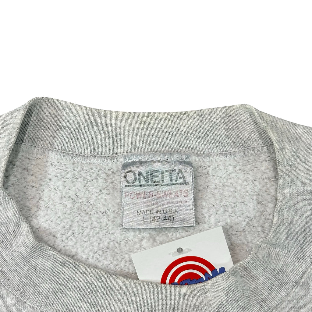 Vintage Oneita Power Sweats Wyoming Moose Sweatshirt Grey Made in USA L