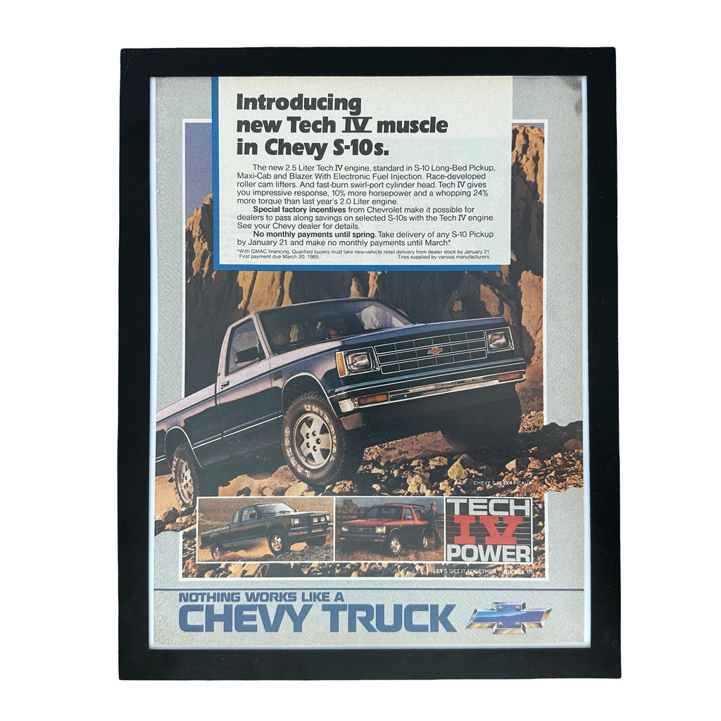 Chevy S-10 Truck Introducing Tech IV Muscle Framed Vintage Magazine Ad