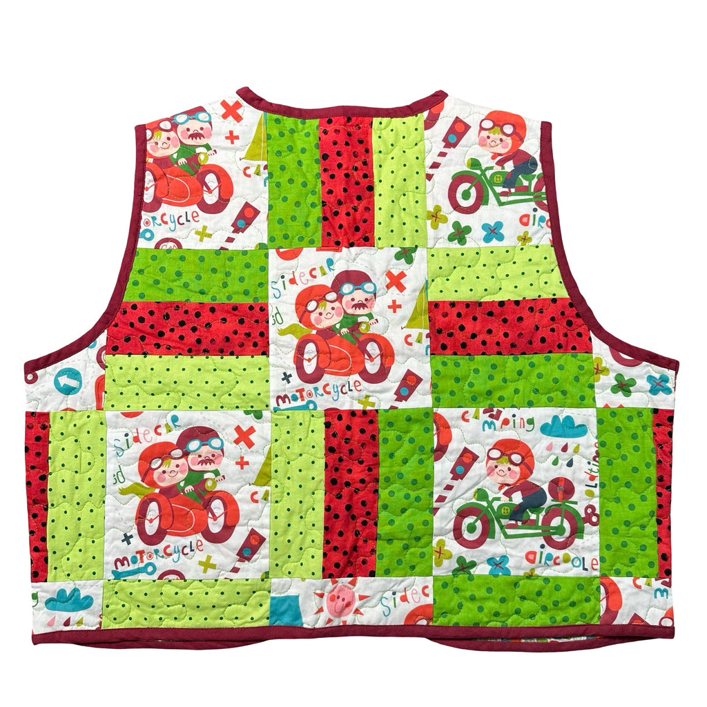 Tricycle Playroom L quilted vest rework - back