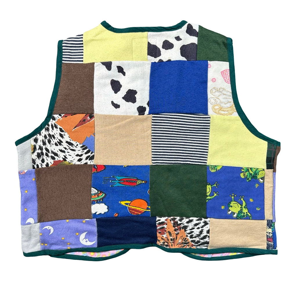 Attic Scrap Patchwork XS quilted vest rework - back