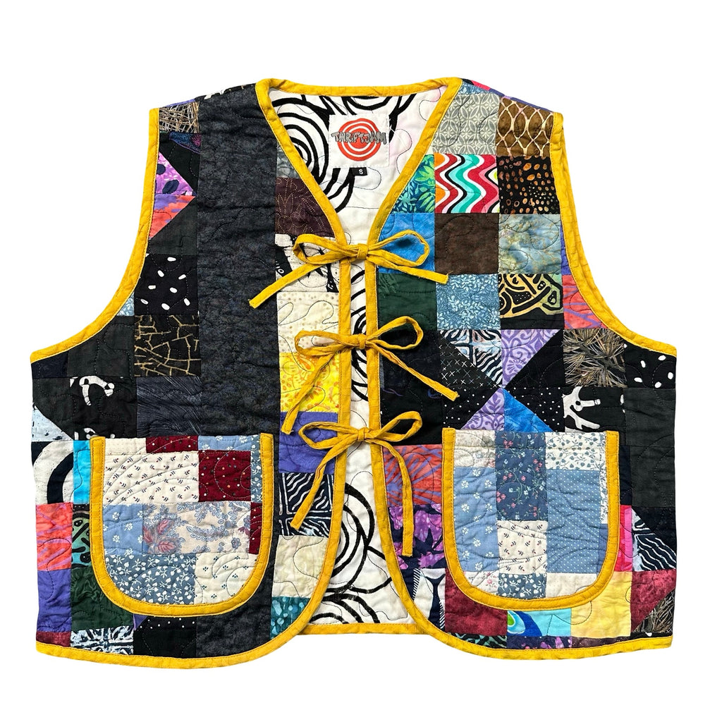 Midnight Batik Scrap S quilted vest rework - front
