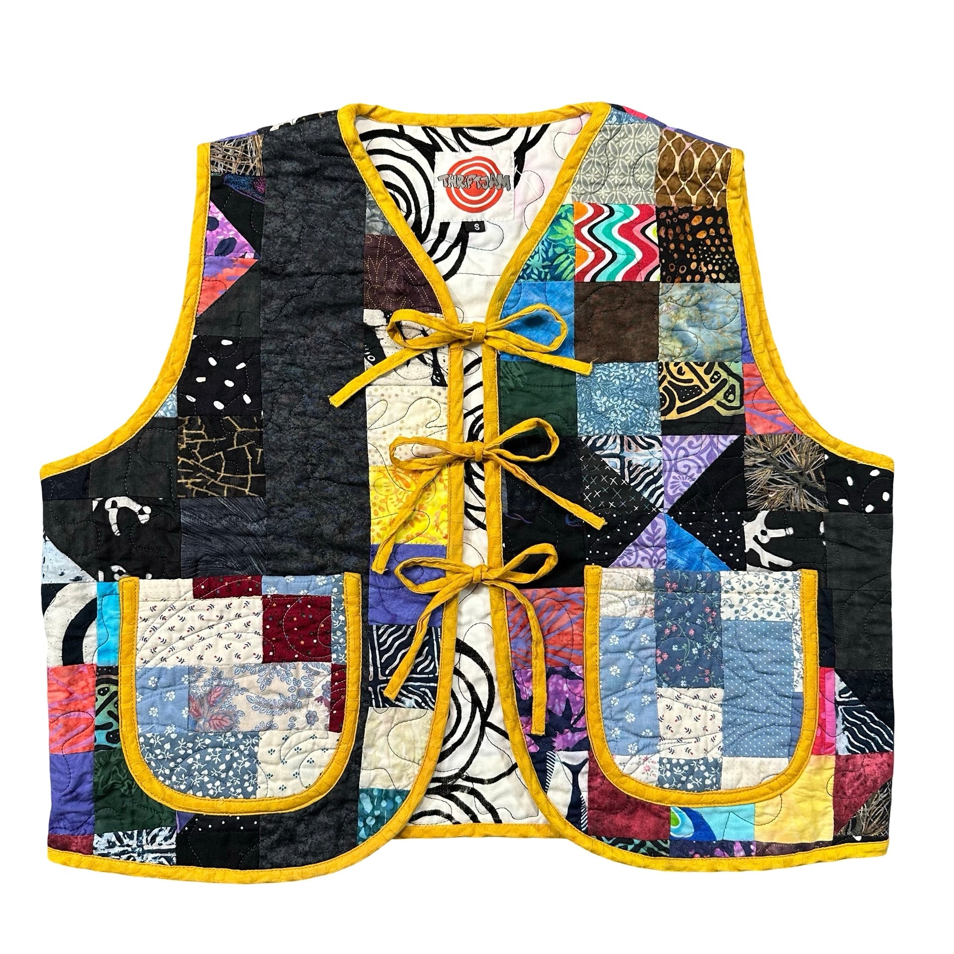 Midnight Batik Scrap S quilted vest rework - front