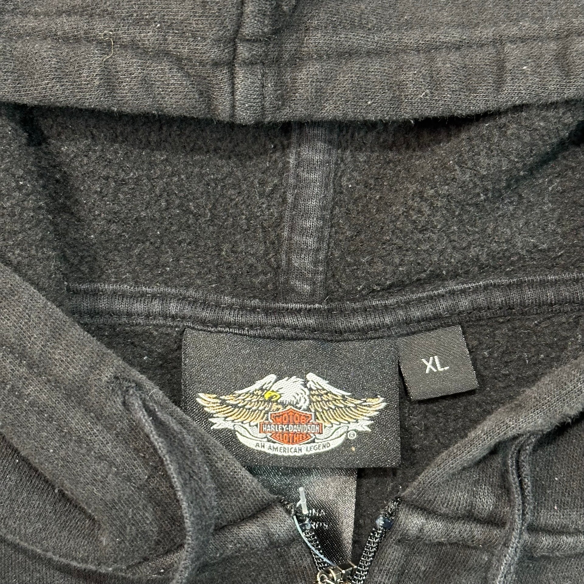 Harley Davidson Motorcycles Embroidered Zip Hoodie Black Womens XL