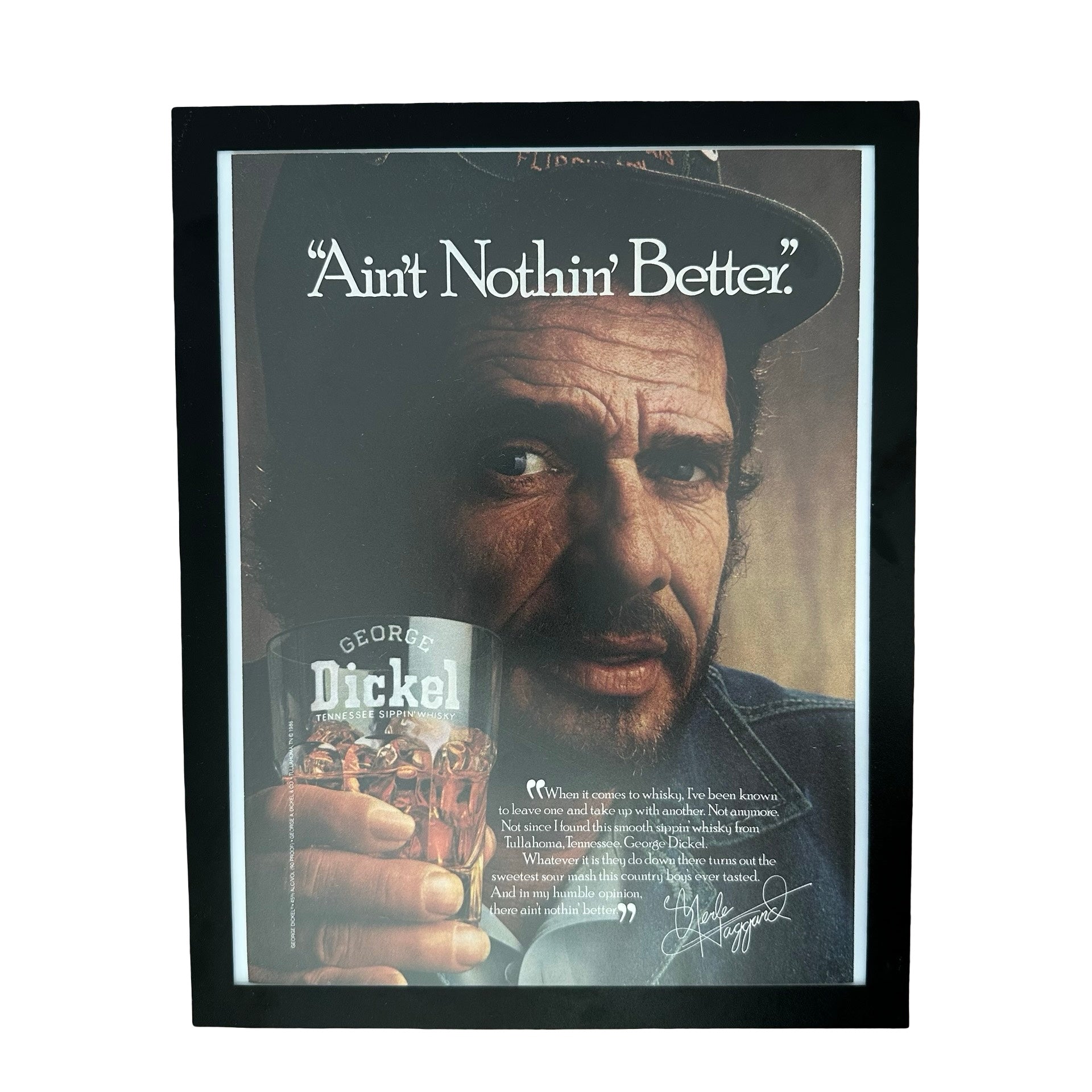 George Dickel Merle Haggard Aint Nothin Better Framed Vintage Magazine Ad