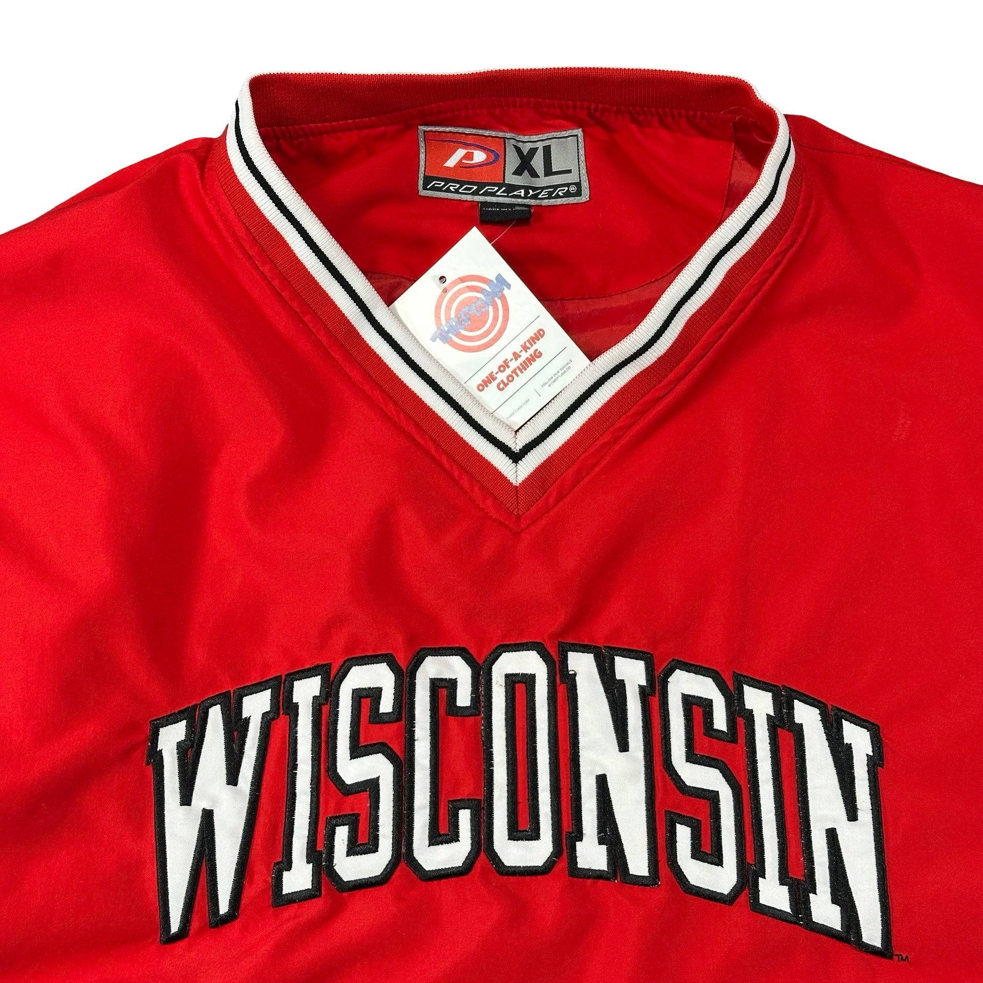 Vintage Pro Player Wisconsin Tackle Twill Pullover Windbreaker Red Mens XL