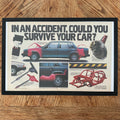 Framed vintage Volvo car safety double page magazine ad