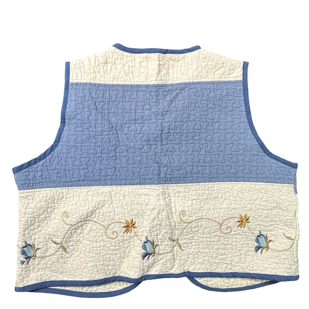 Chambray Butterfly Embroidery L quilted vest rework - back