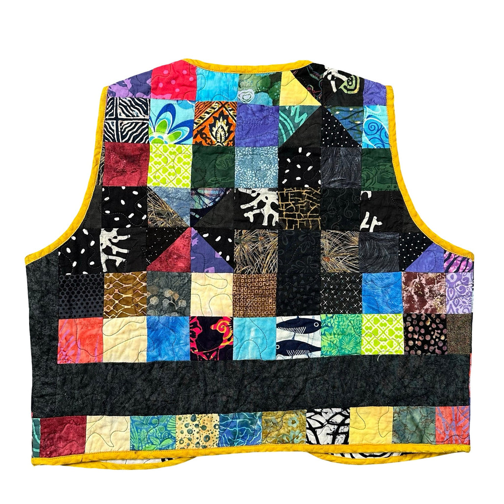 Midnight Batik Scrap S quilted vest rework - back