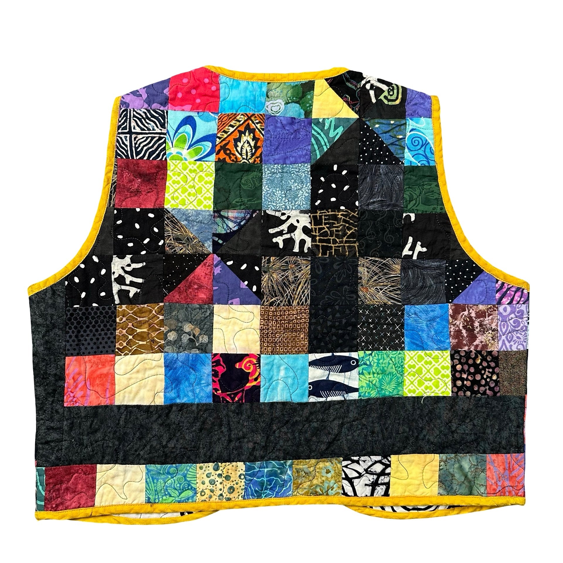 Midnight Batik Scrap S quilted vest rework - back