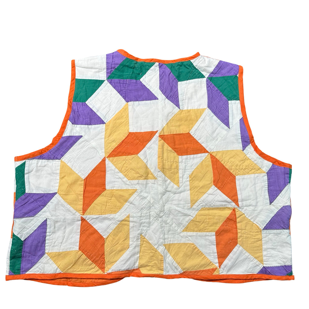 Marigold Card Trick quilted vest rework, back