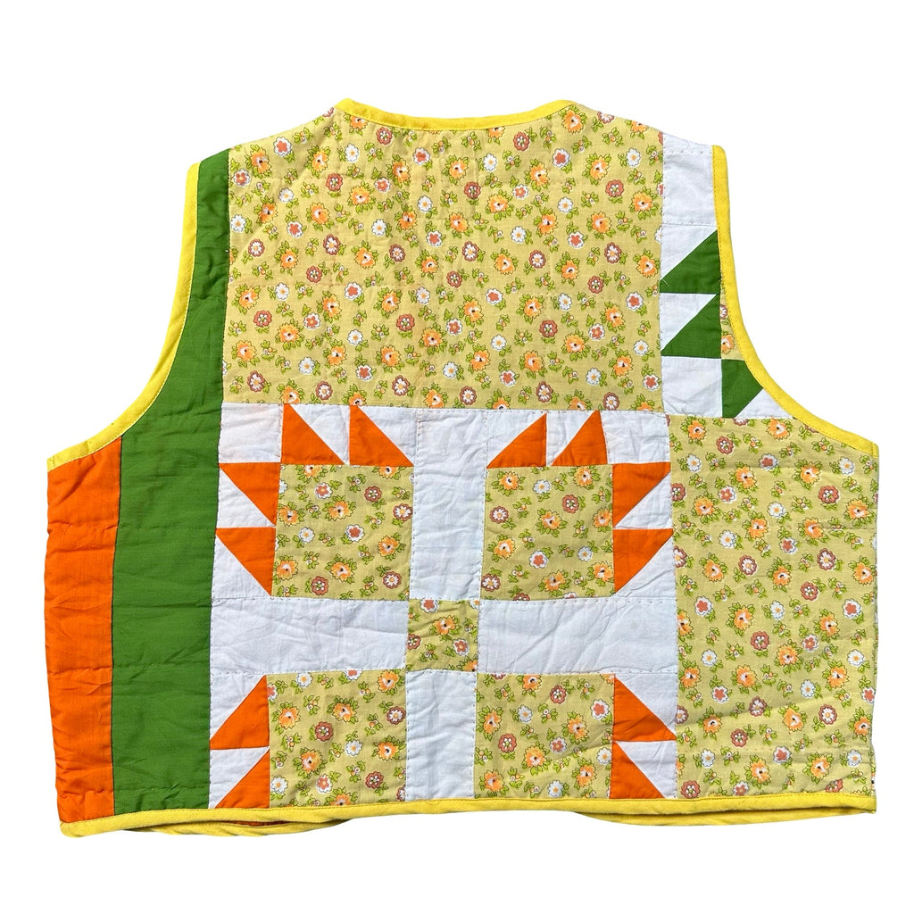 Buttercup Calico Patchwork M quilted vest rework - back