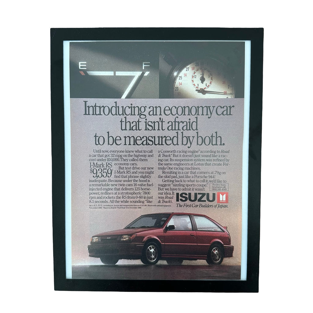 Isuzu Economy Car Not Afraid To Be Measured Framed Vintage Magazine Ad