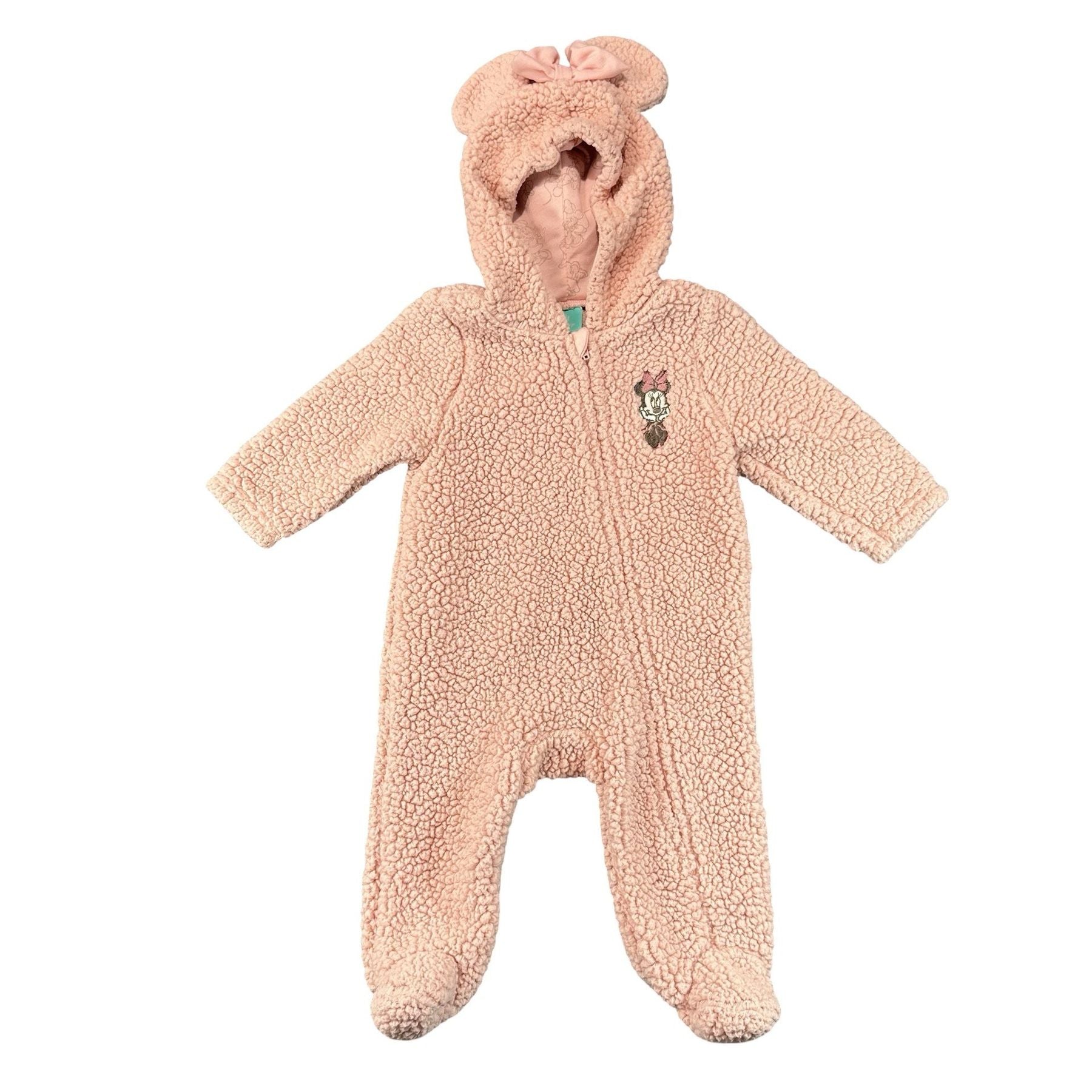 Disney Baby Minnie Mouse Pink Sherpa Bunting Pram Suit 0-3M - photo 1