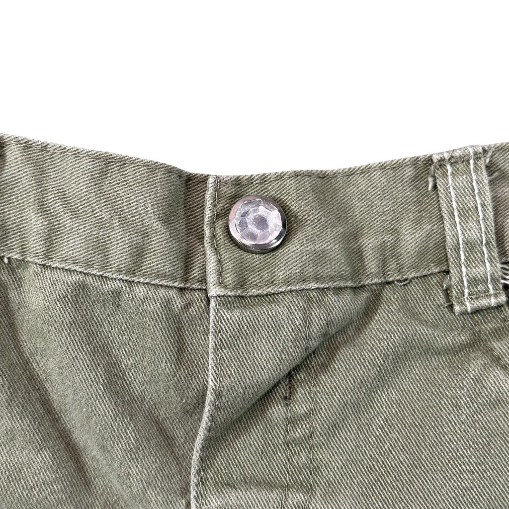 Olive Green Floral Embroidered Denim Shorts Toddler 2T - photo 3