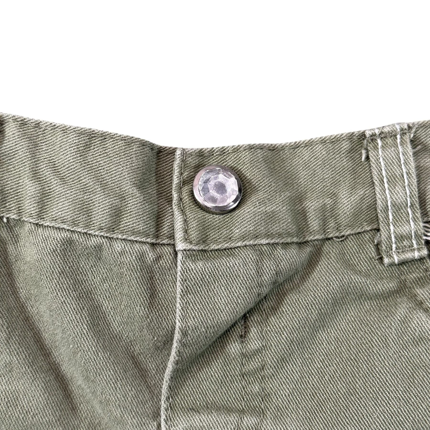 Olive Green Floral Embroidered Denim Shorts Toddler 2T - photo 3