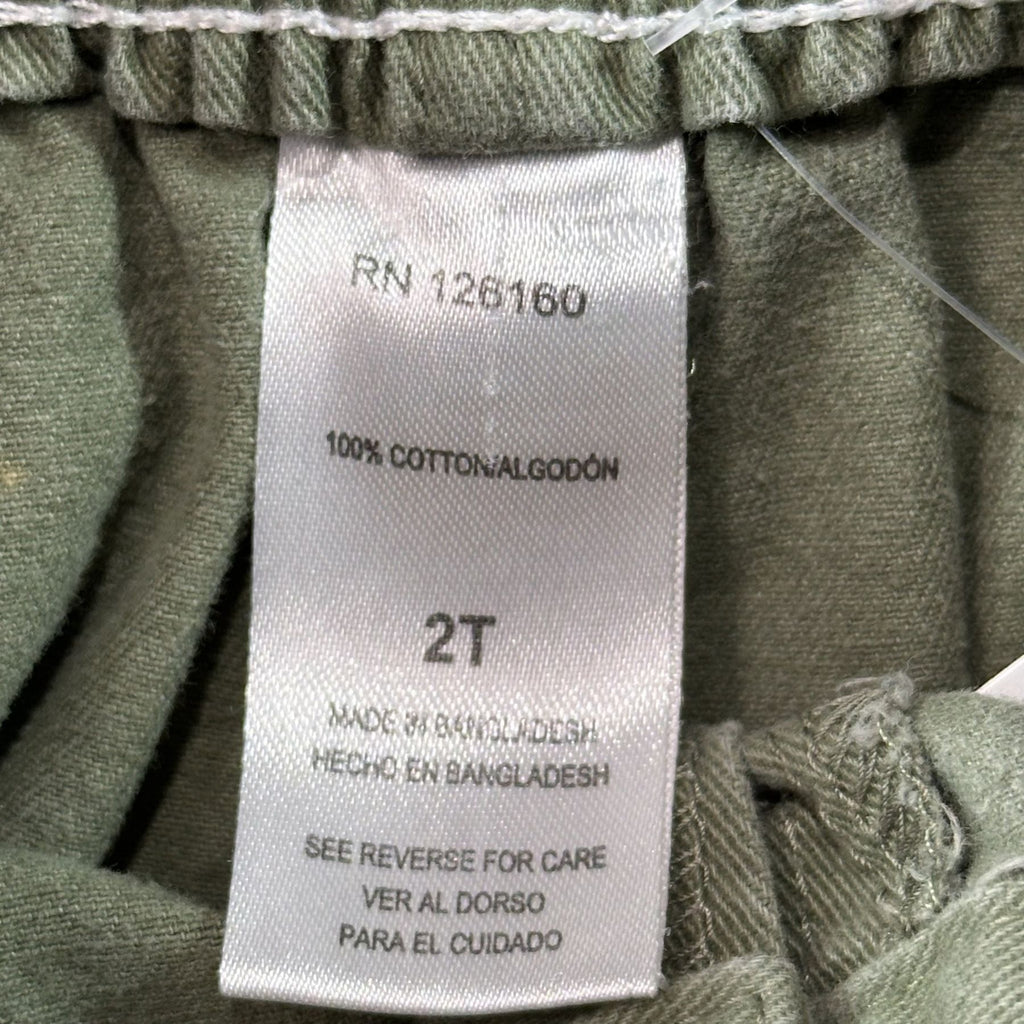 Olive Green Floral Embroidered Denim Shorts Toddler 2T - photo 4