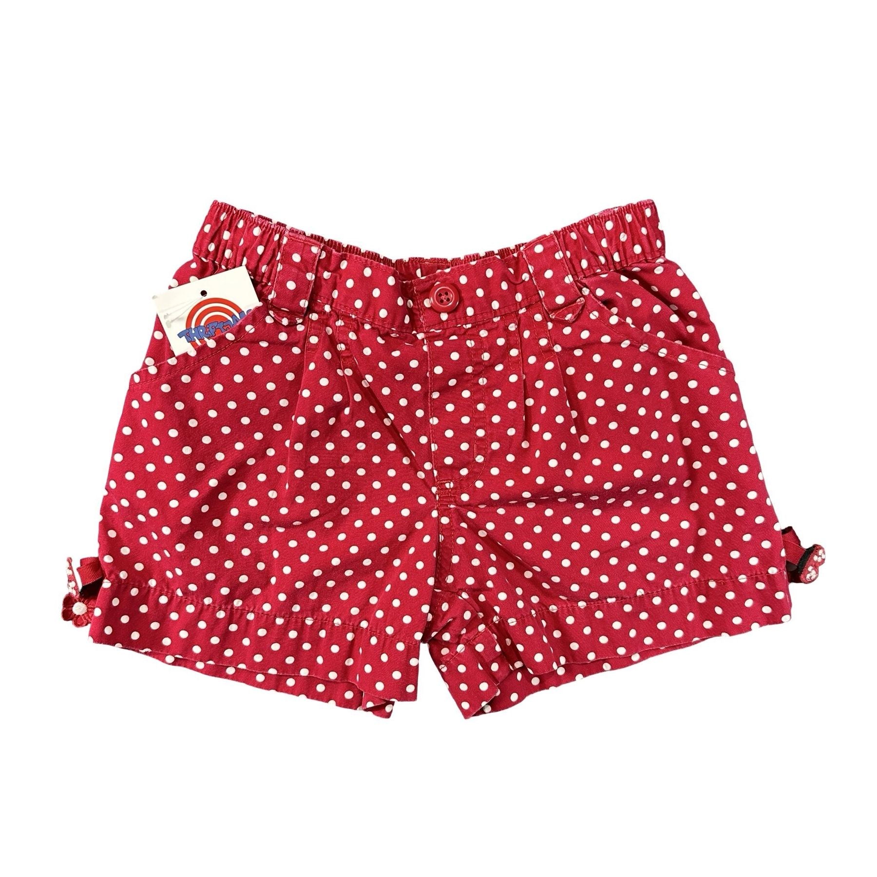 Gymboree Red Polka Dot Bow Trim Shorts Girls Size 7 - photo 1