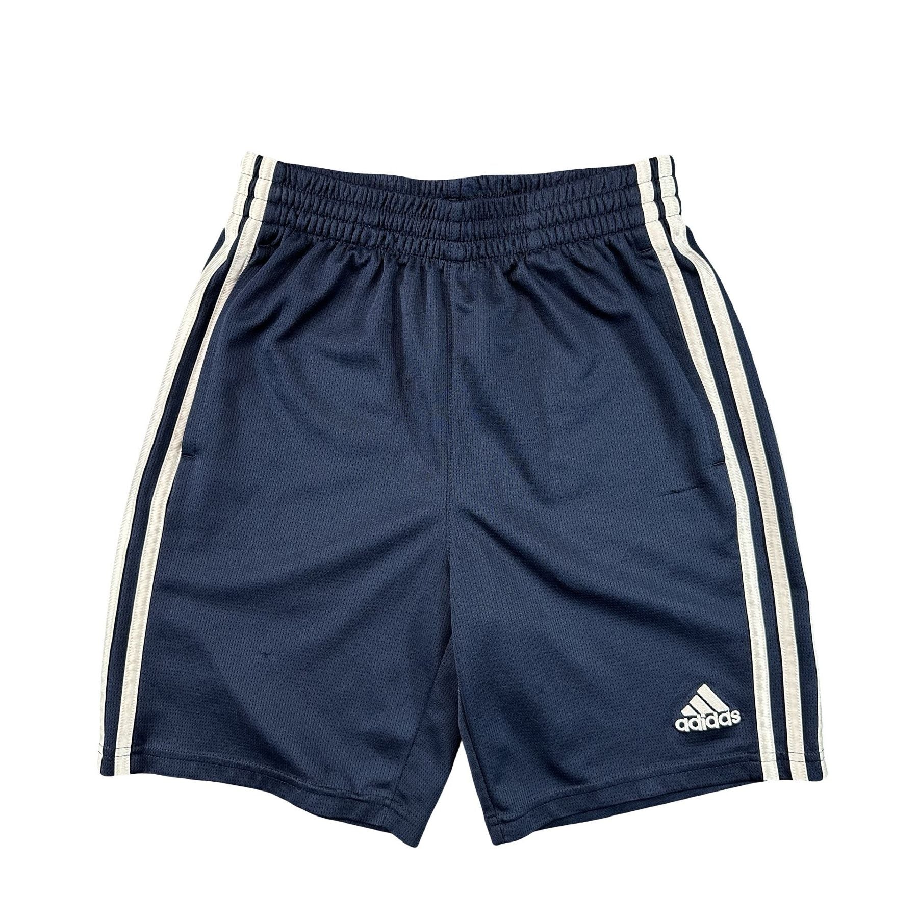 adidas Navy 3-Stripe Mesh Athletic Shorts Youth M 10/12 - photo 1