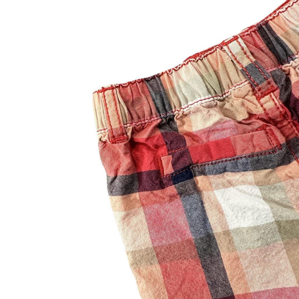 Cherokee Coral Plaid Shorts Baby 6M - waistband detail