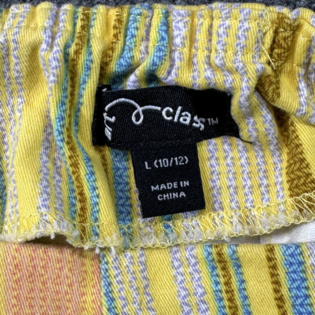 Yellow Stripe A-Line Skirt Girls L - size tag L 10/12