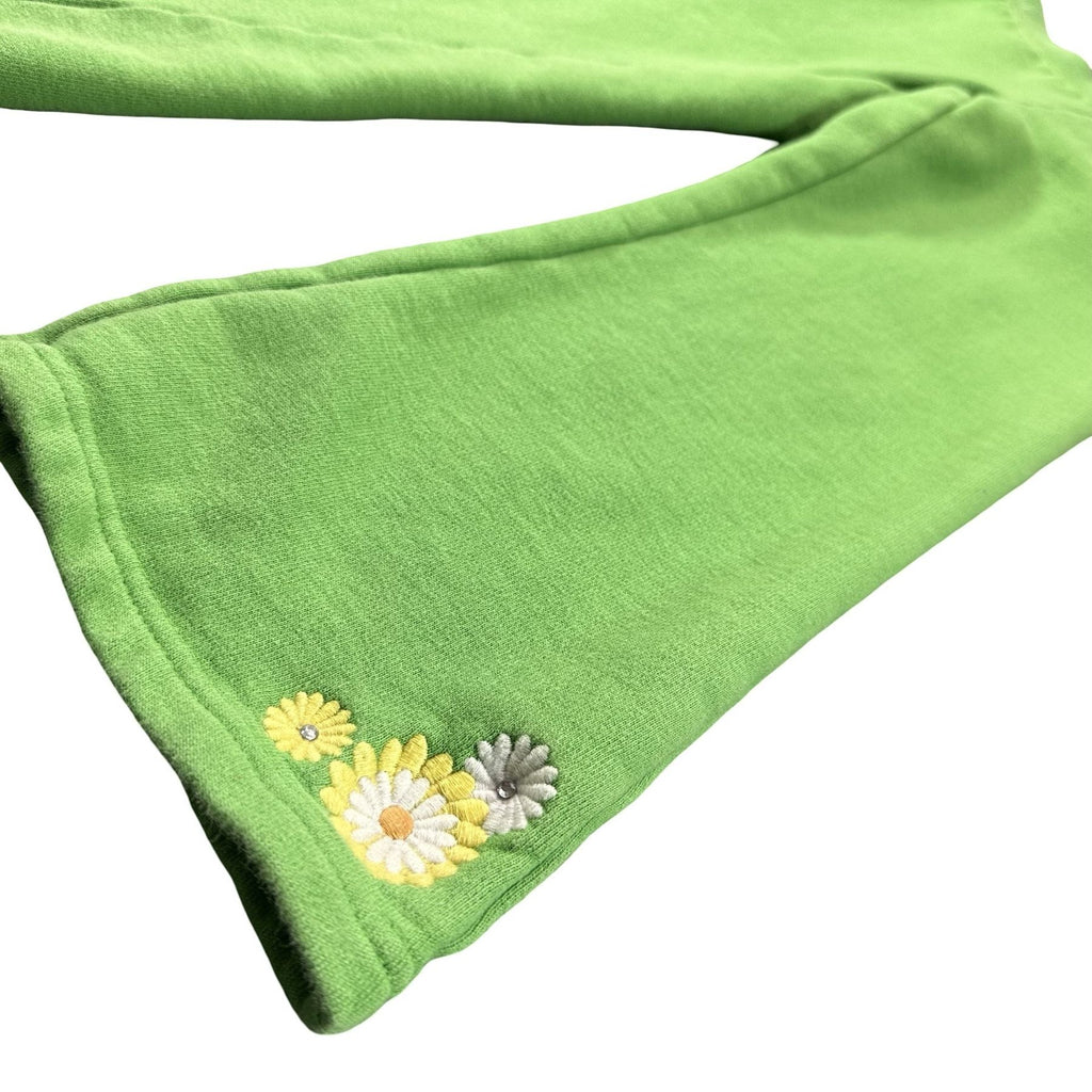 Gymboree Green Daisy Sweatpants Size 5 - embroidered daisy ankle detail