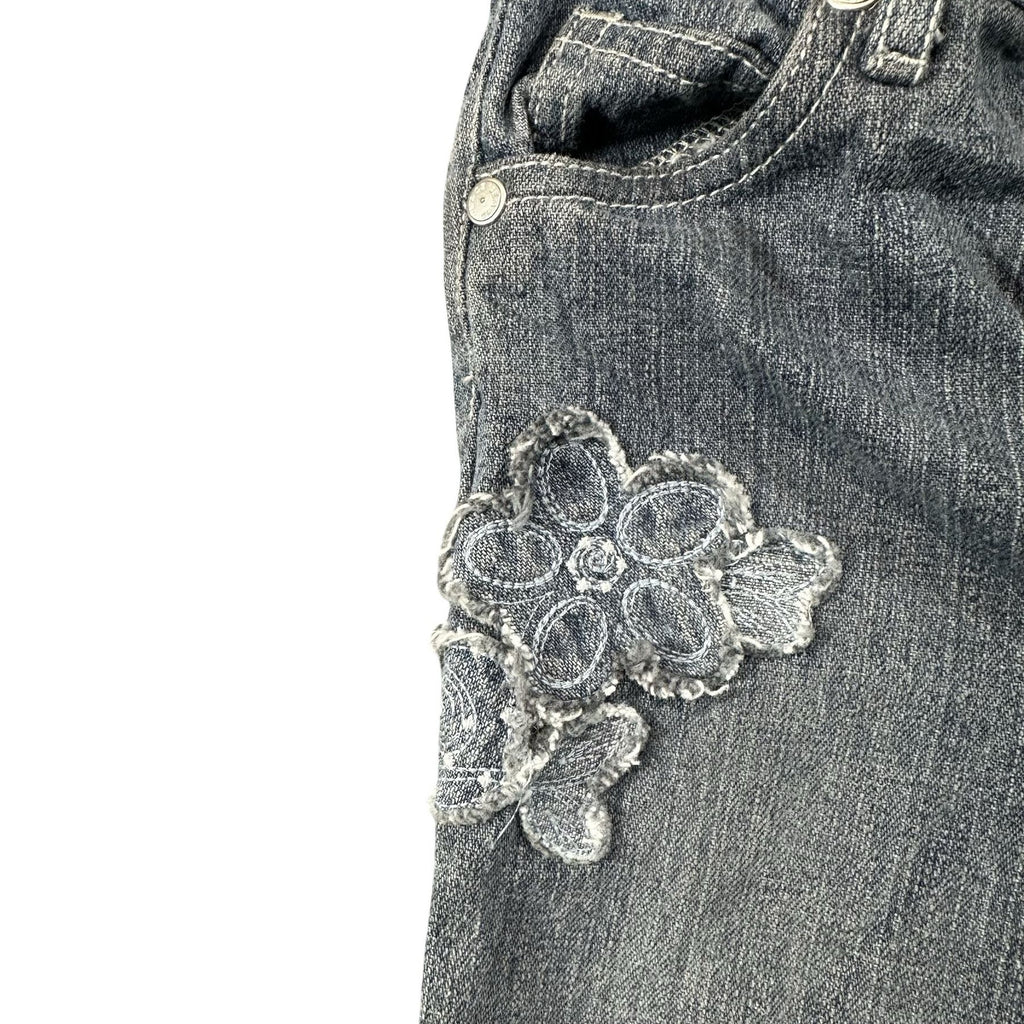 Children's Place Grey Floral Flare Jeans 18M - floral applique detail