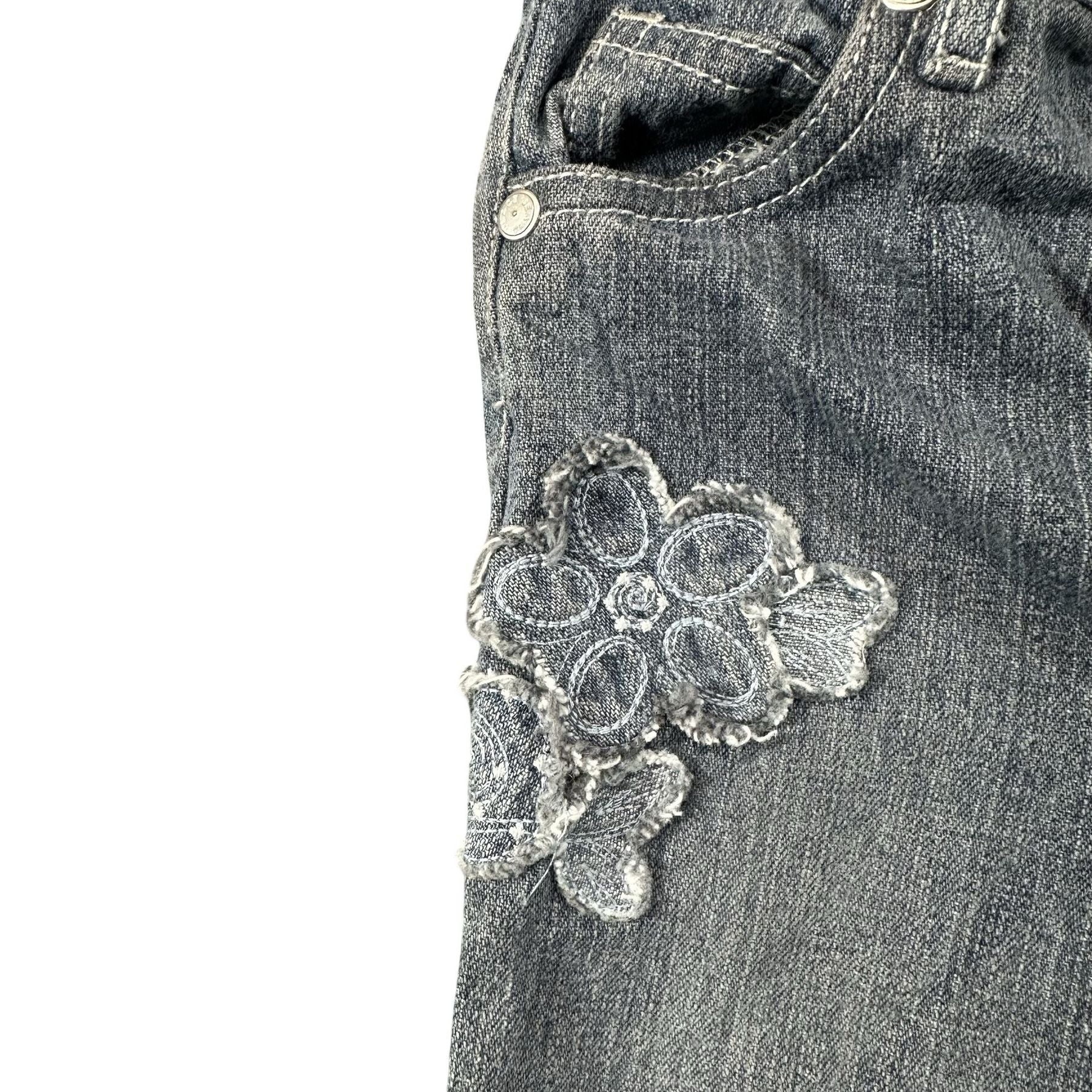 Children's Place Grey Floral Flare Jeans 18M - floral applique detail