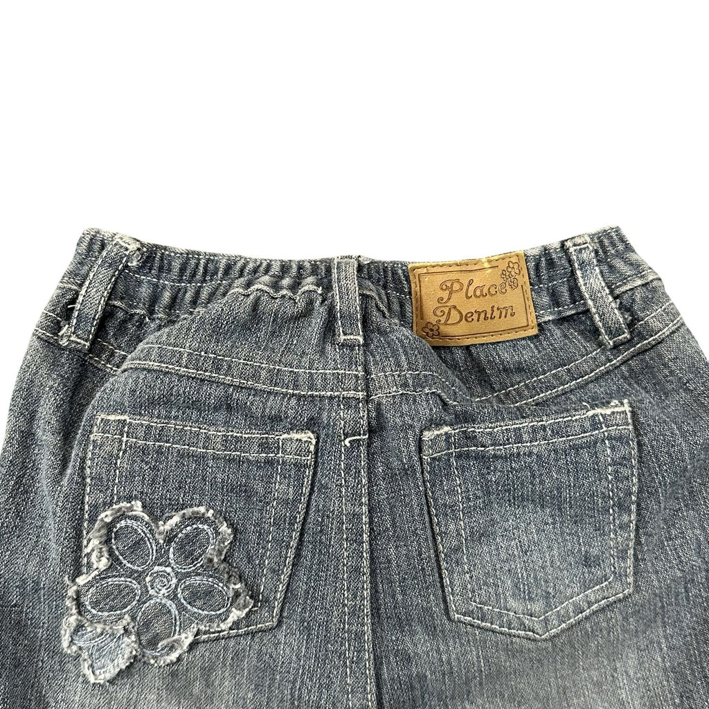 Children's Place Grey Floral Flare Jeans 18M - back pocket detail
