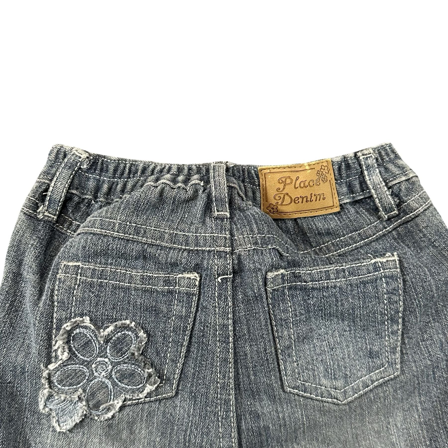 Children's Place Grey Floral Flare Jeans 18M - back pocket detail