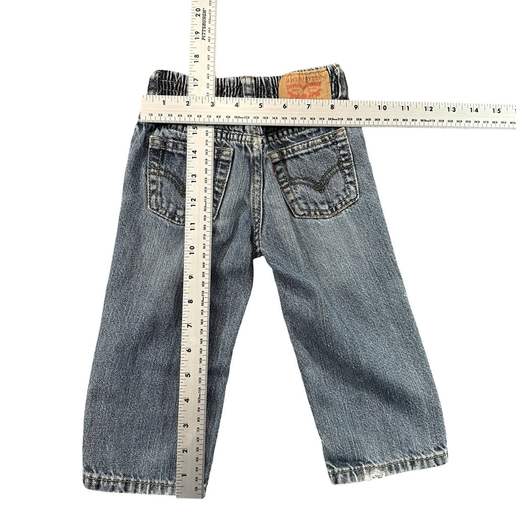 Levi's 526 Baby Jeans 18M - flat lay measurements with tape measure