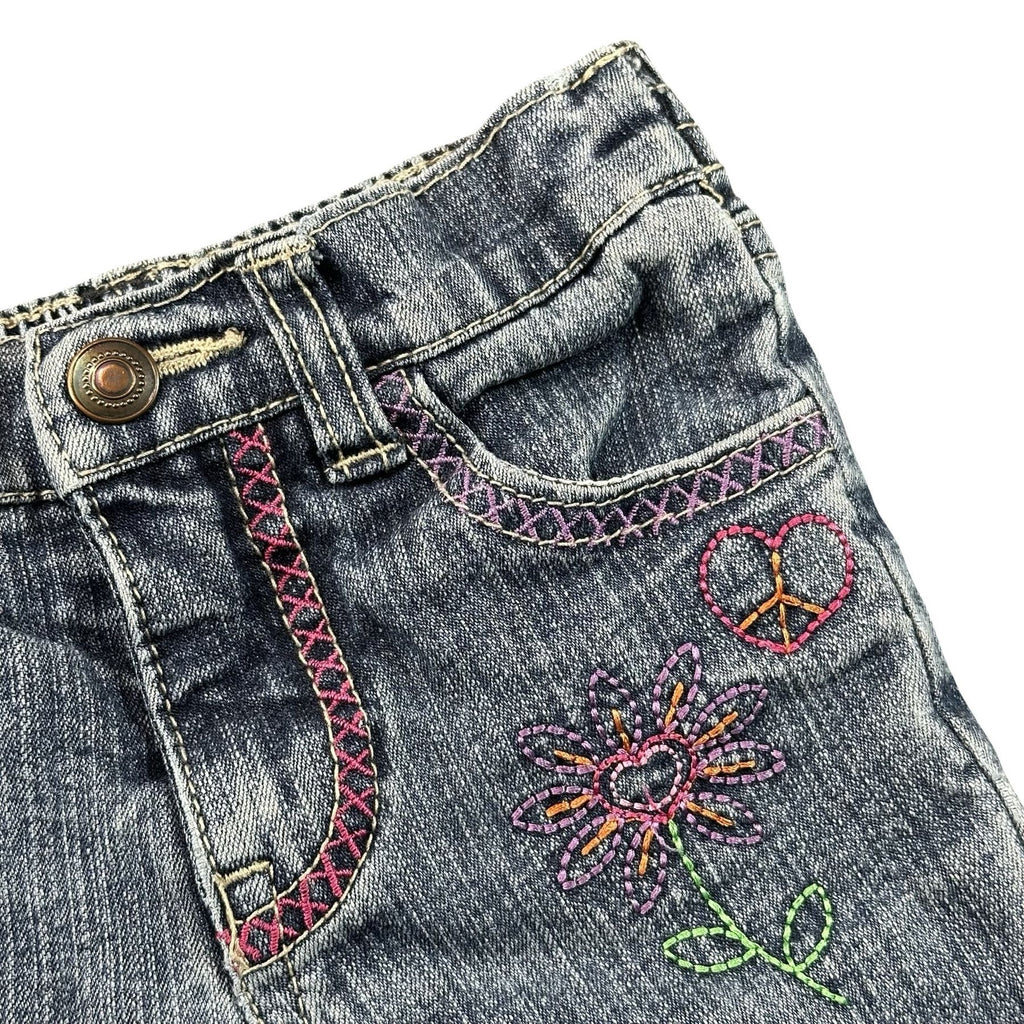 Xhilaration Embroidered Baby Jeans 12M - peace sign and daisy embroidery detail