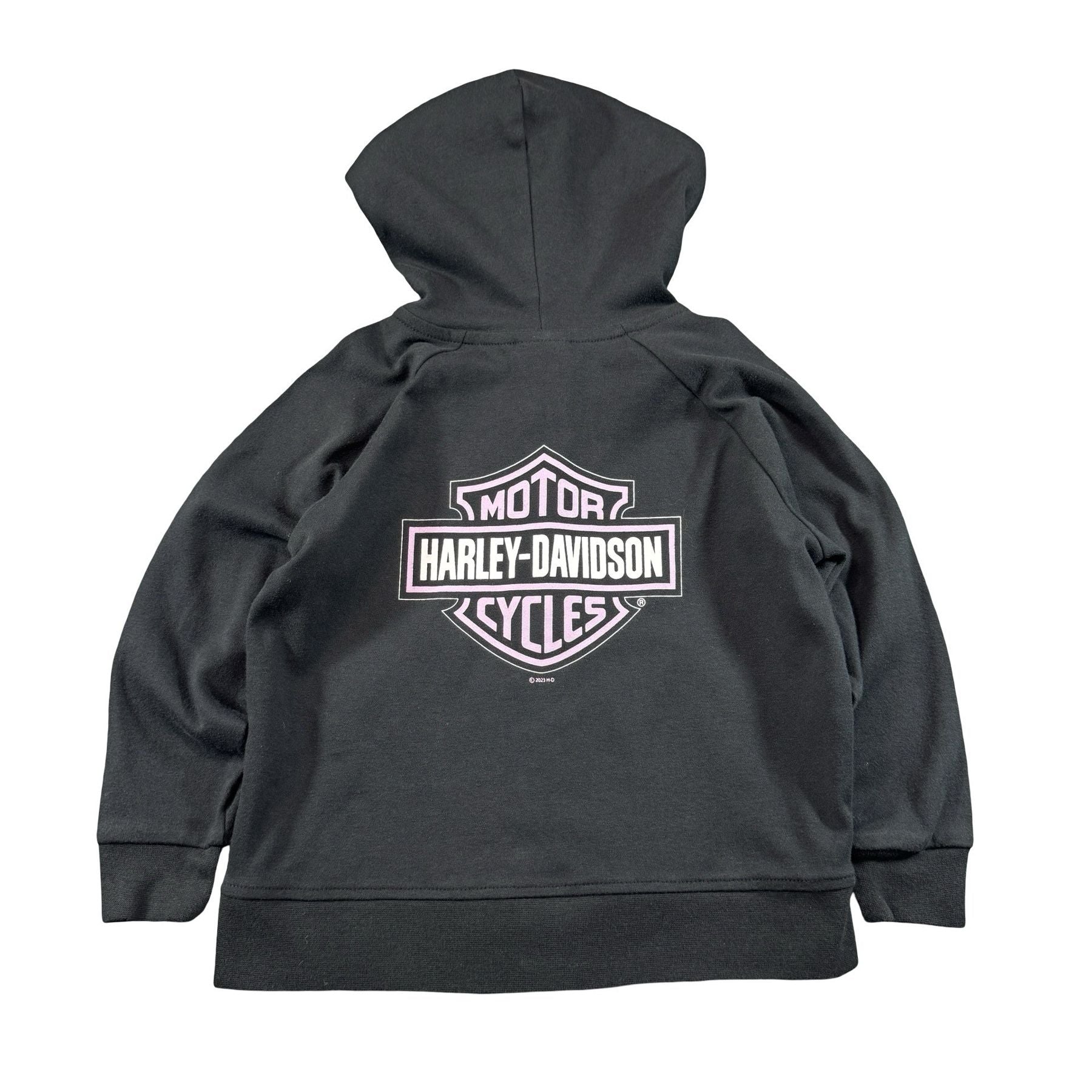 Harley-Davidson Black Pink Zip Hoodie 4/5 - Bar and Shield back graphic