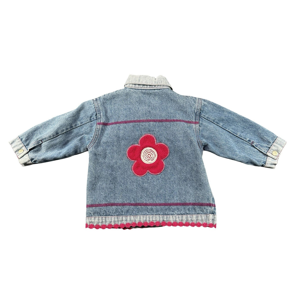 Kiks Denim Jacket Baby 12M - back with pink flower patch