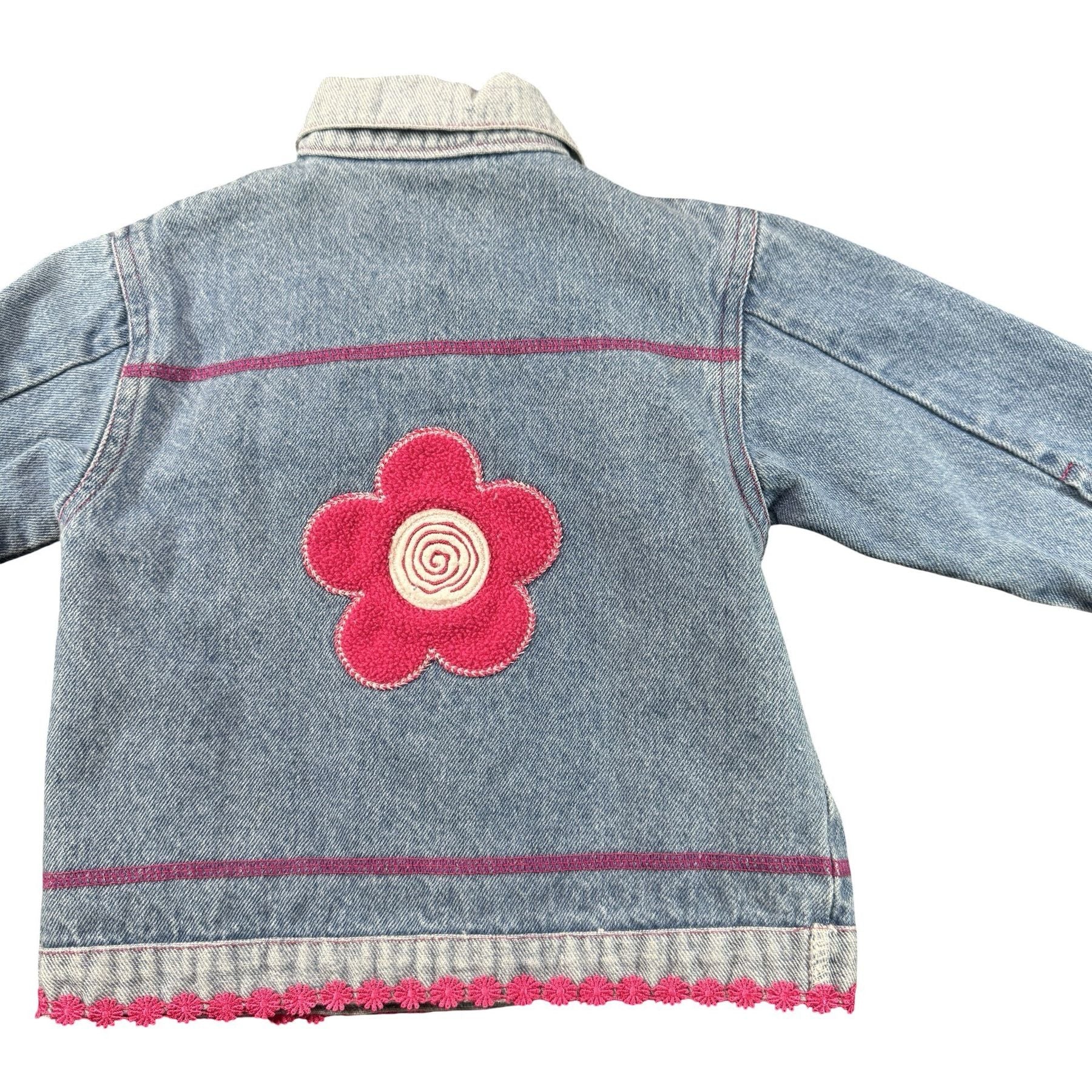 Kiks Denim Jacket Baby 12M - back flower patch close up