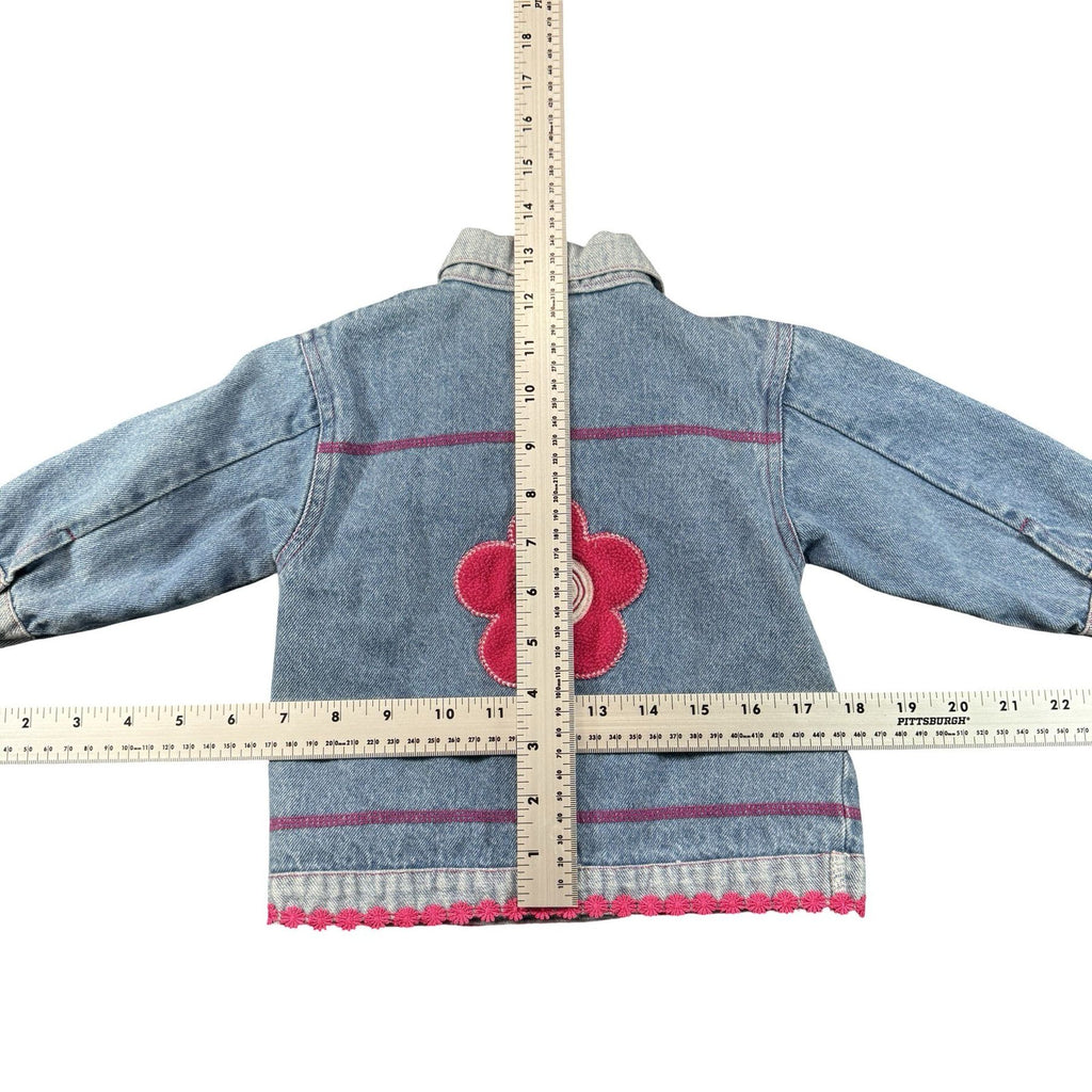 Kiks Denim Jacket Baby 12M - flat lay measurements with tape measure