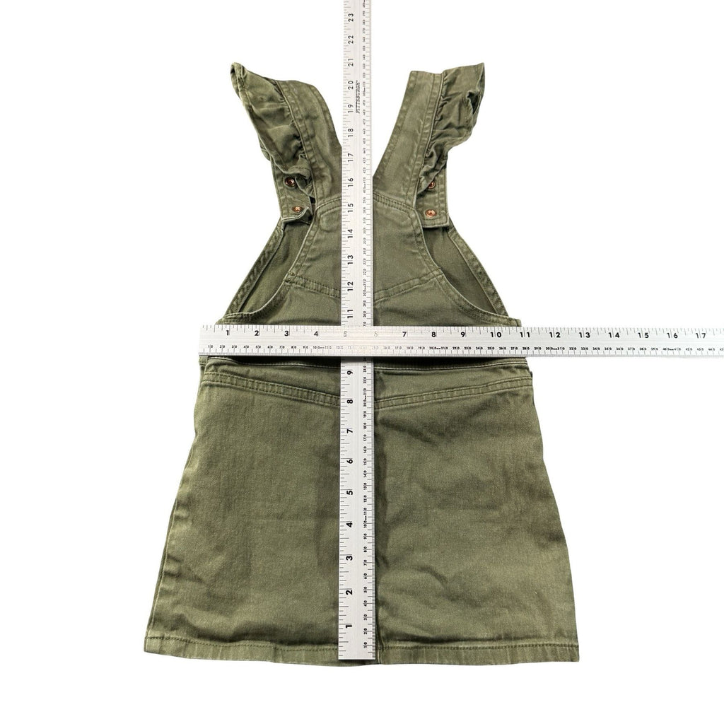 BCBG Girls Olive Jumper Dress 3T - flat lay measurements with tape measure