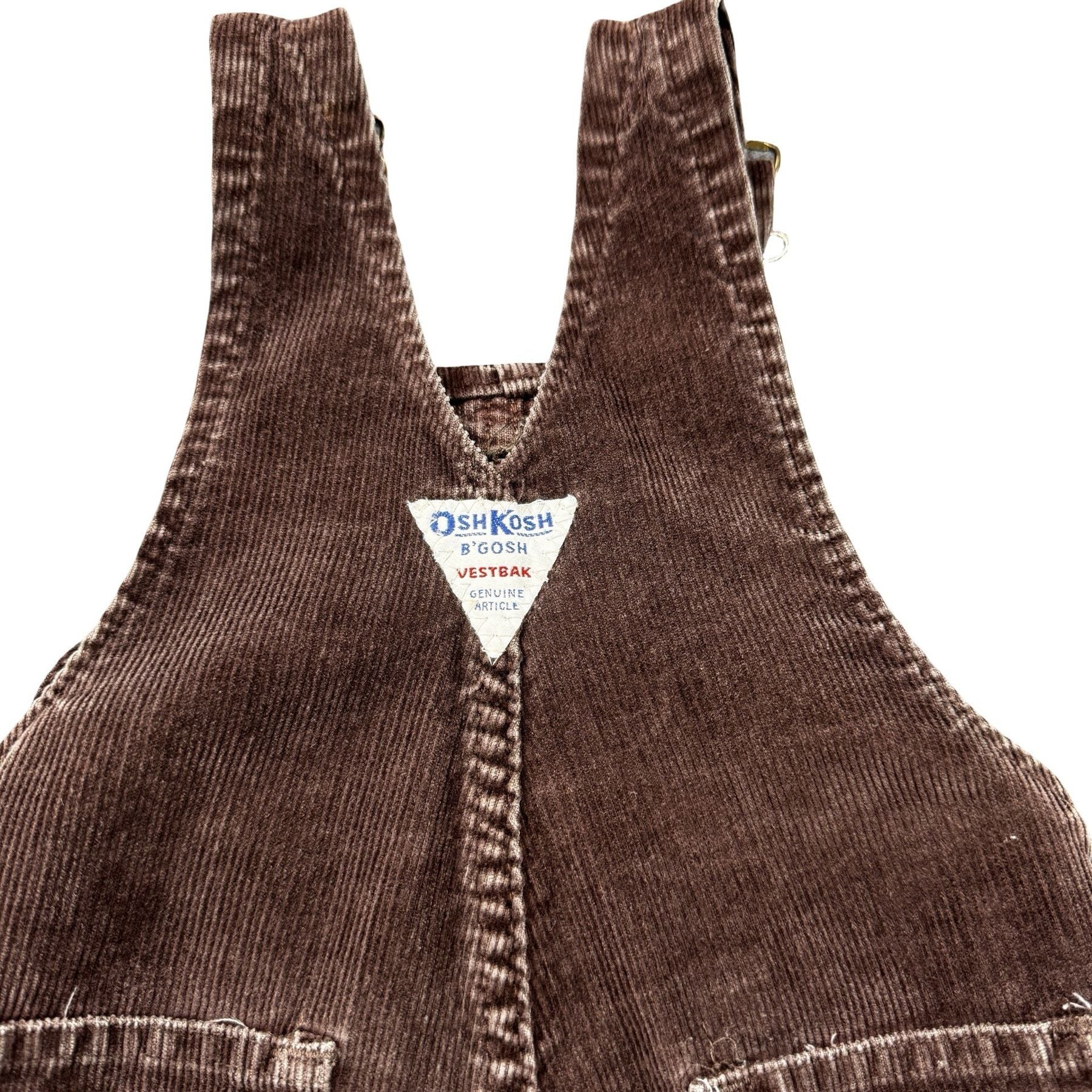 Vintage OshKosh Vestbak Corduroy Overalls - bib strap detail