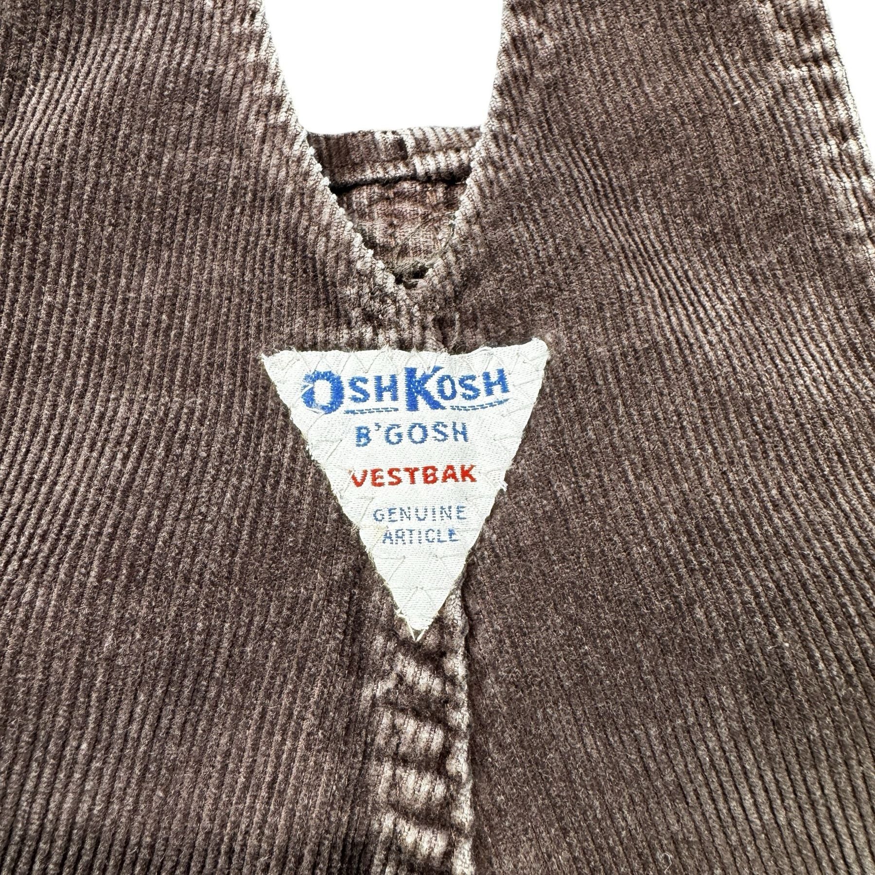 Vintage OshKosh Vestbak Corduroy Overalls - OshKosh B'gosh Vestbak triangle label