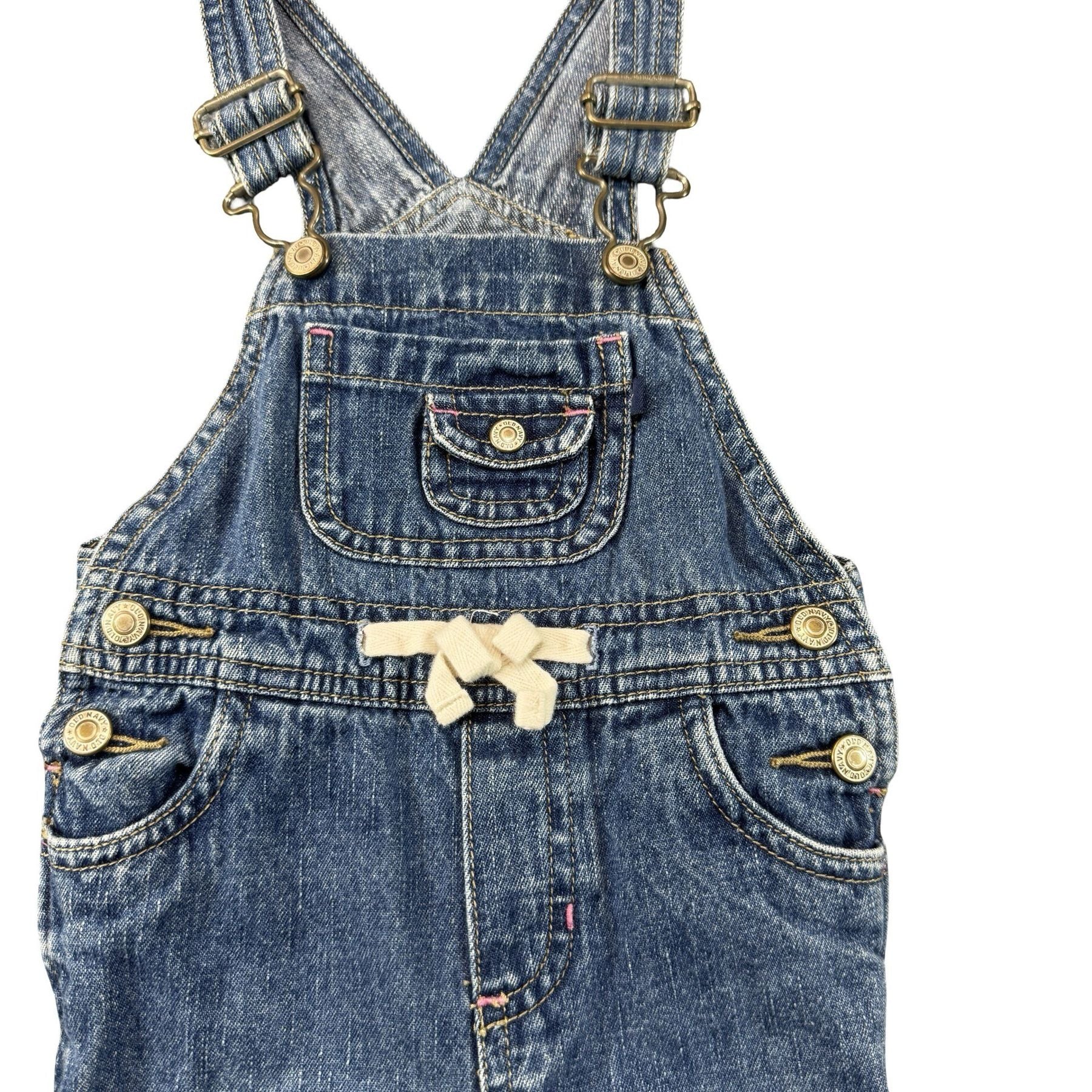 Old Navy Baby Denim Overalls 6-12M - bib pocket and buckle strap detail