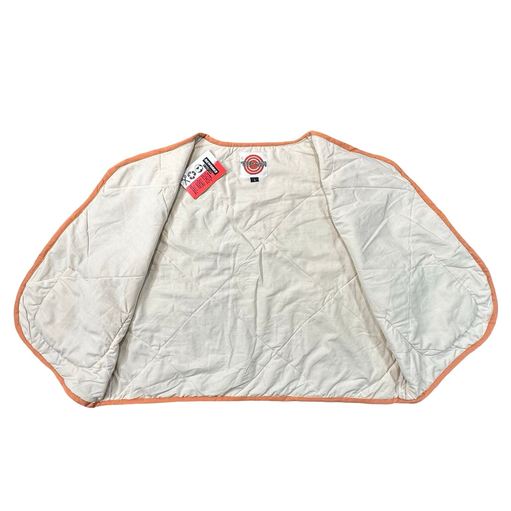 Peach Plaid Triangle L quilted vest rework - lining