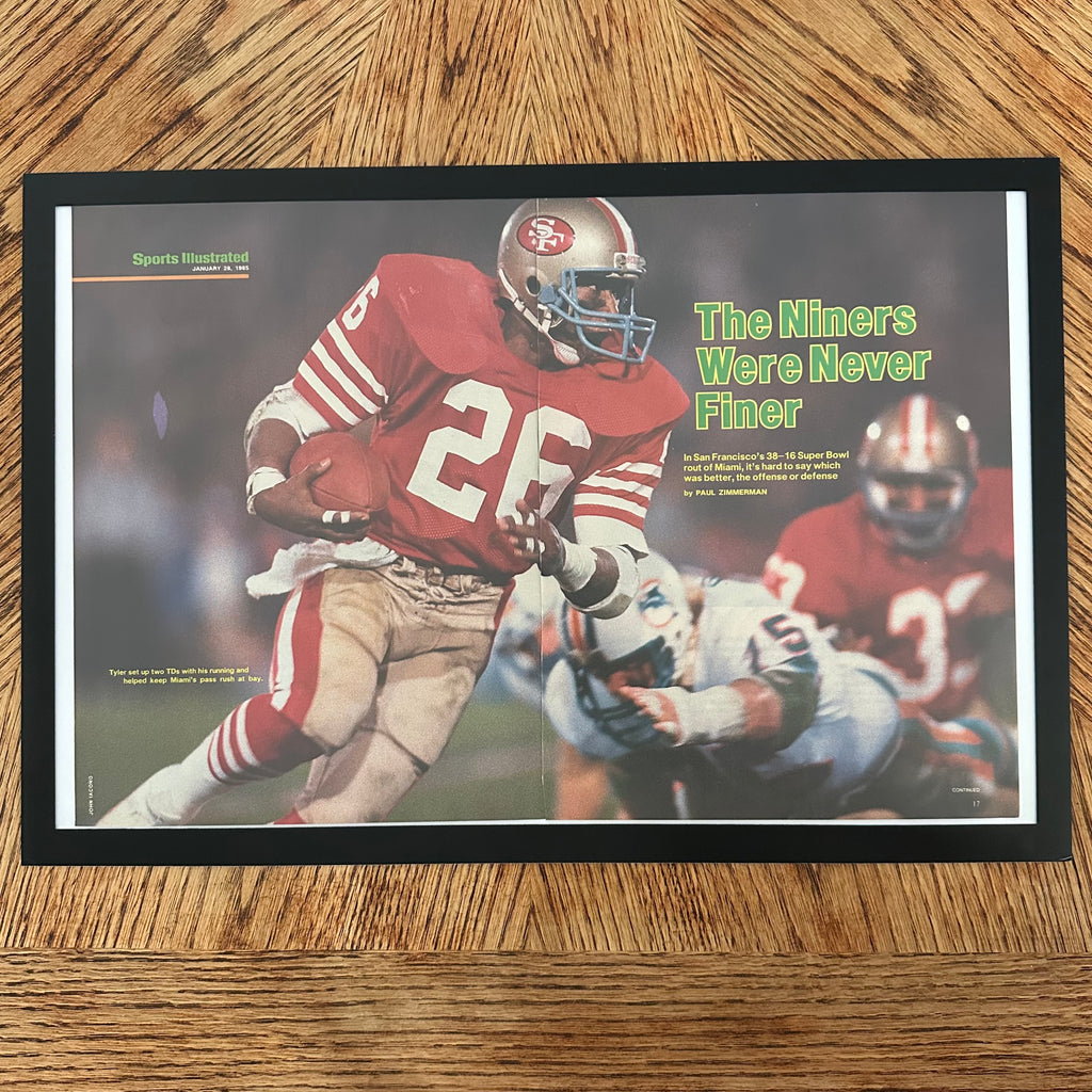 Framed vintage Sports Illustrated 49ers Super Bowl double page magazine spread