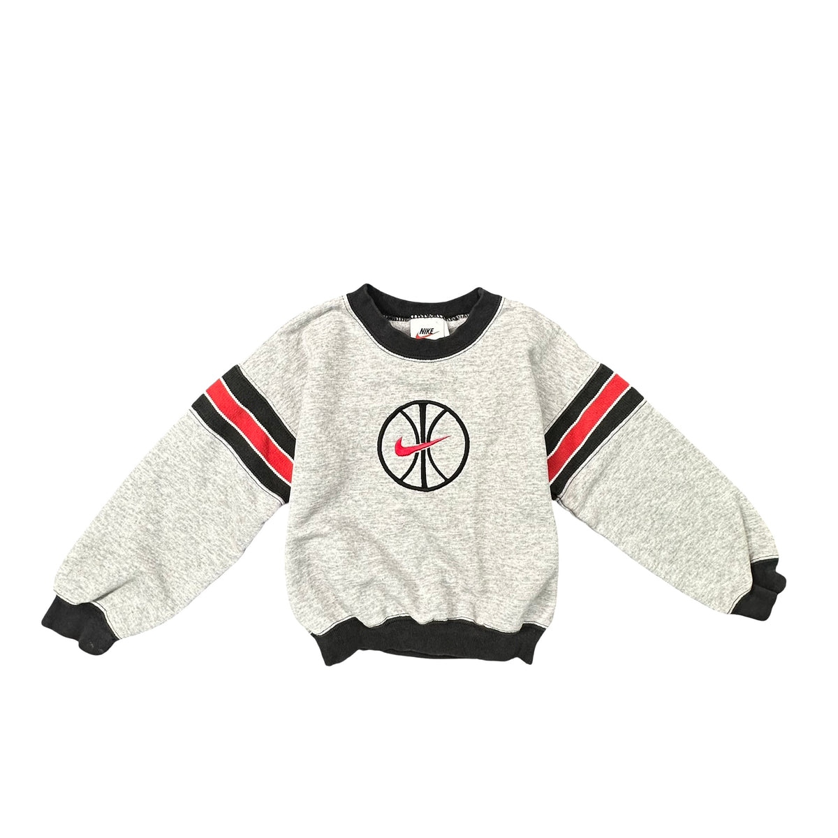 Vintage 90s Nike Basketball Swoosh Colorblock Sweatshirt Grey Kids M