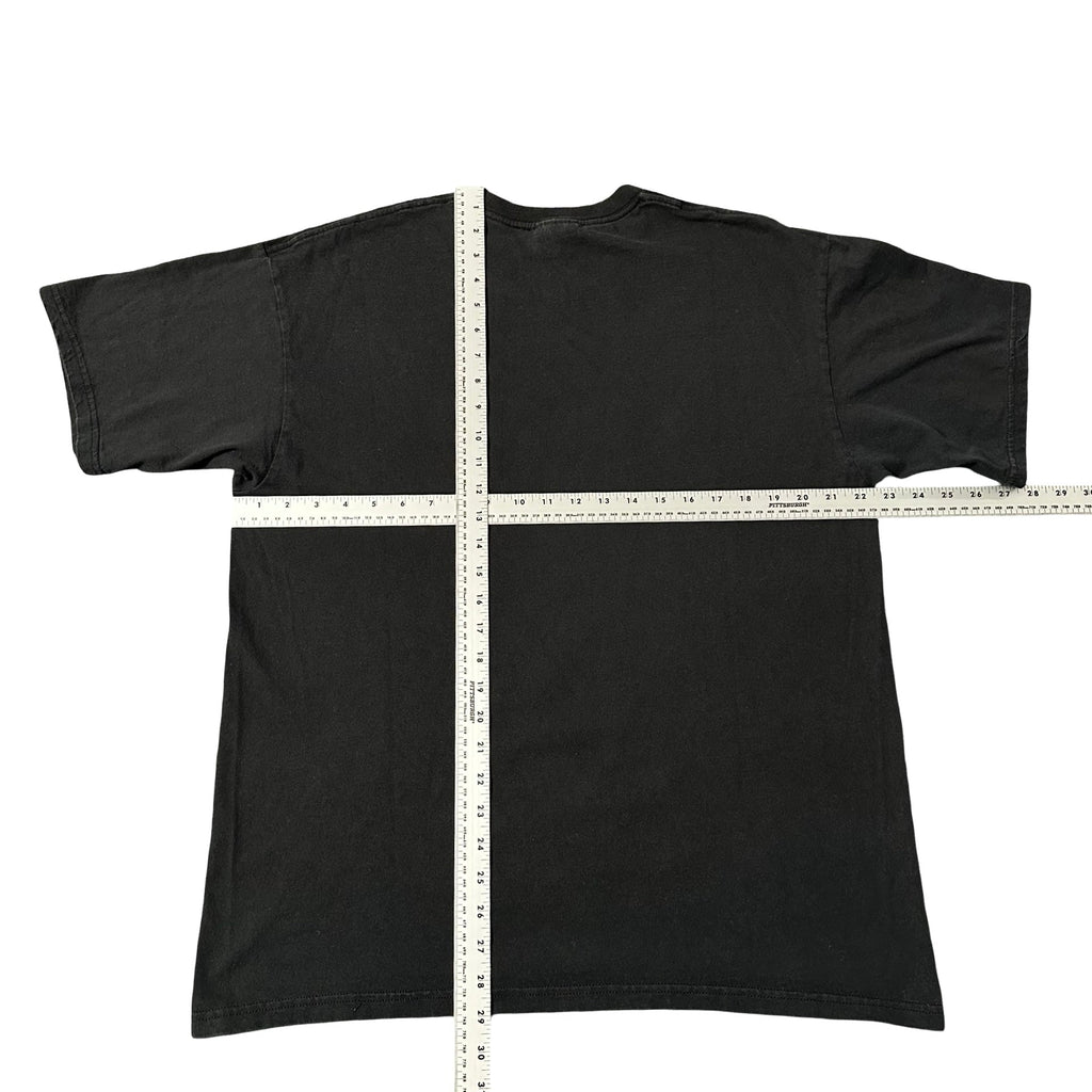 Black tee back with measurements