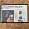 Framed vintage Texas Instruments Home Computer double page magazine ad