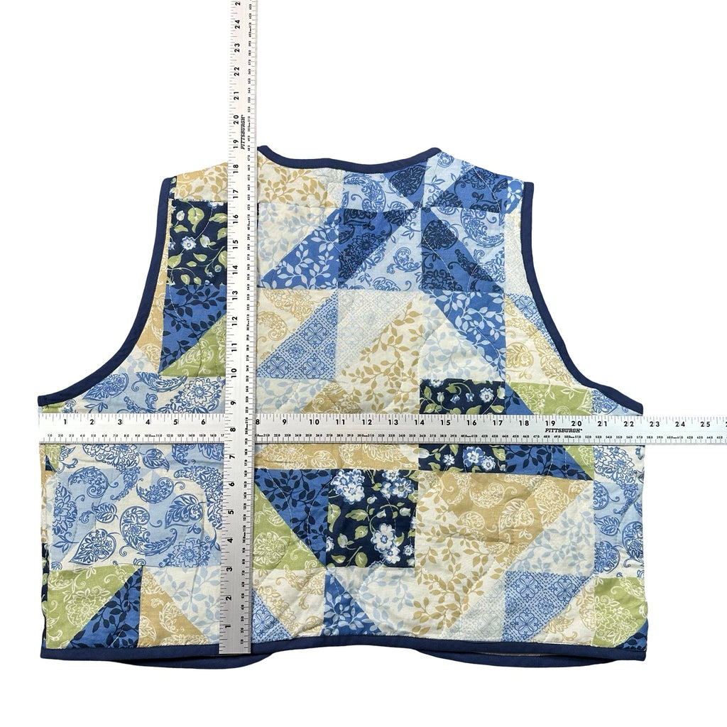 Delft Triangle Patchwork L quilted vest rework - tape measure