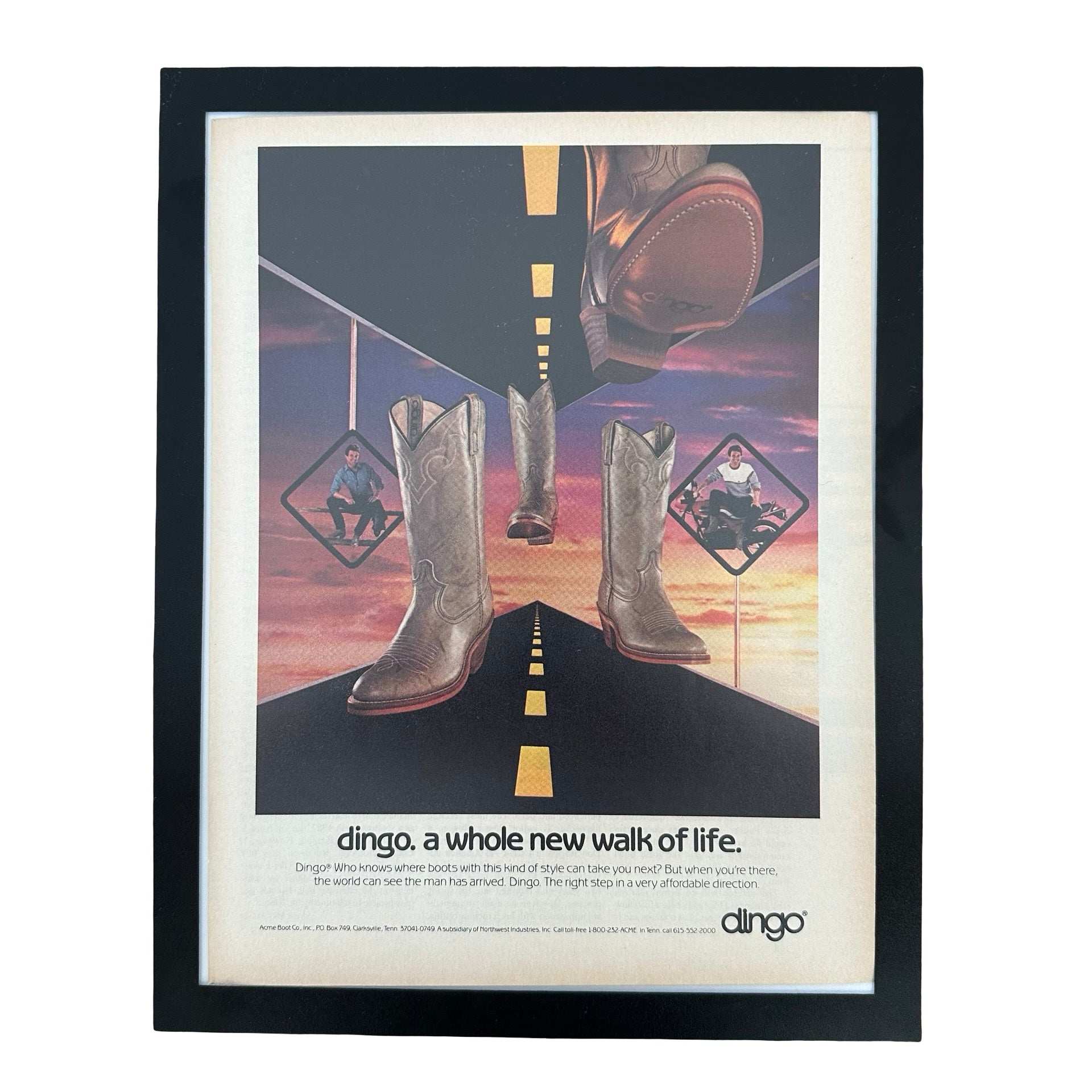 Dingo Boots A Whole New Walk Of Life Framed Vintage Magazine Ad