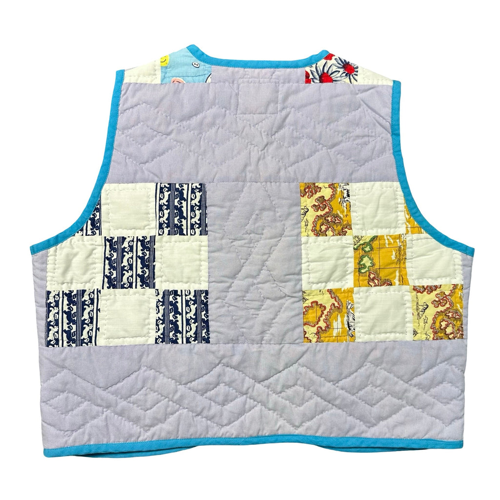 Lavender Nine Patch S quilted vest rework - back