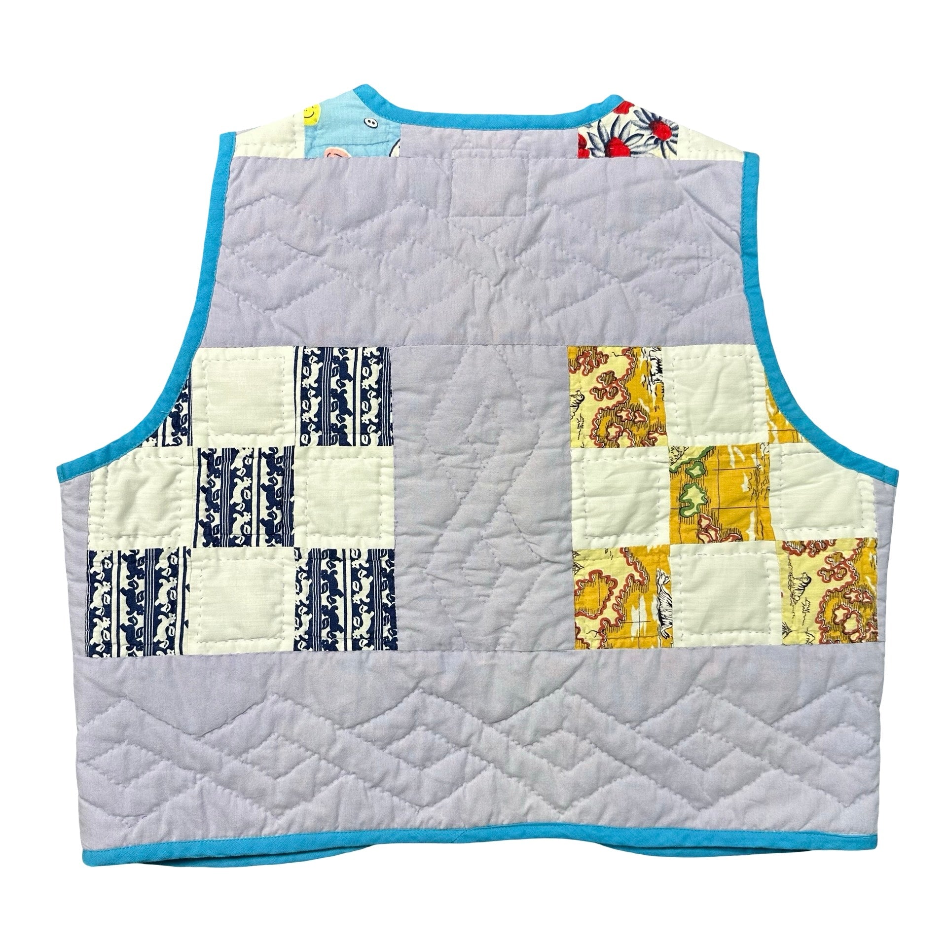 Lavender Nine Patch S quilted vest rework - back