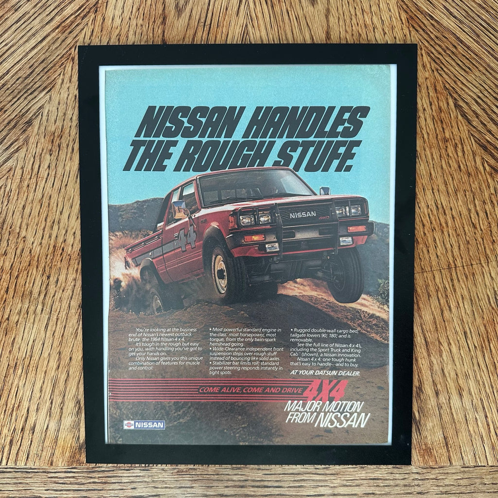 Nissan Handles The Rough Stuff 4x4 Pickup Truck Framed Vintage Magazine Ad