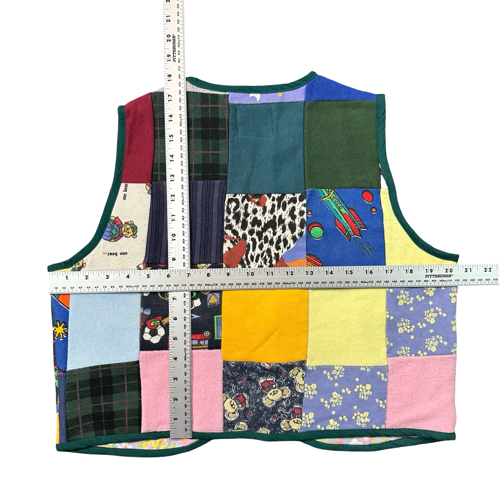 Attic Scrap Patchwork S quilted vest rework - tape measure
